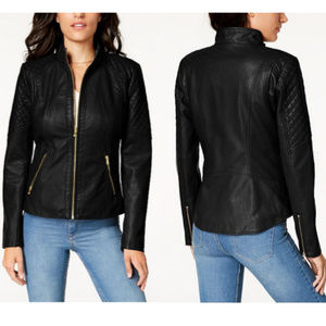 Guess Quilted Faux-Leather Moto Jacket, XL